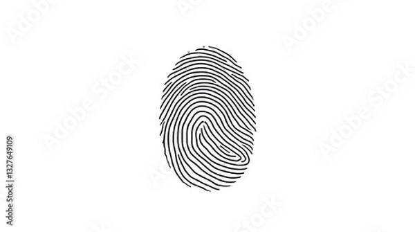 Fototapeta A Unique Fingerprint Representing Individual Identity And The Mystery Of A Persons Unique Story In Stark Black Lines Against A Plain White Background