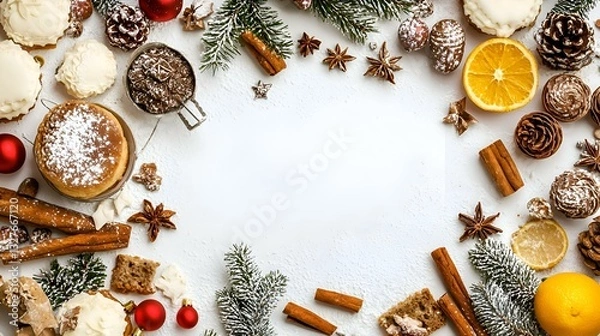 Obraz Christmas food baking background top view