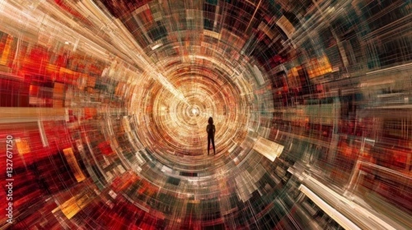 Fototapeta Abstract Digital Tunnel: A Journey Through Futuristic Technology