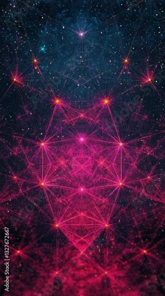 Fototapeta Abstract Pink Cosmic Network Design: A mesmerizing exploration of interconnectedness in the cosmos