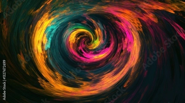 Fototapeta An abstract swirling vortex composed of vibrant colorful brushstrokes