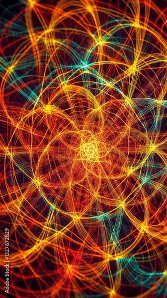 Fototapeta Abstract Spiral Network Design: A Colorful Fractal Art