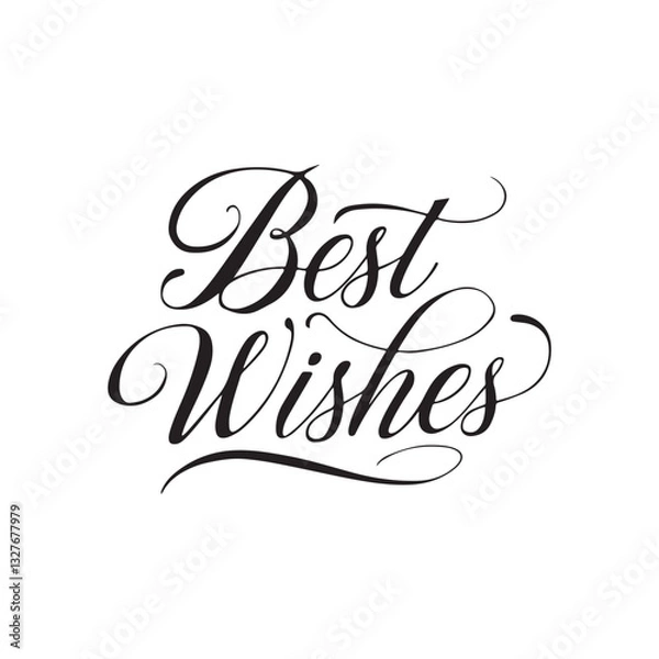 Fototapeta Best Wishes Calligraphic Typography Vector, Elegant Script Design, Isolated on White Background, Inspirational Quote, Handwritten Style