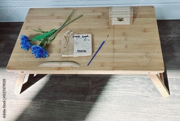 Fototapeta Serenity in Simplicity: Notes, Blooms, and Brushes