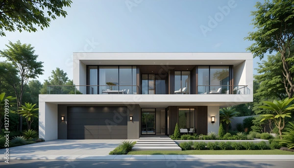 Obraz Experience the future of residential living with this AI-enhanced One house built  (detached house), featuring cutting-edge architecture and sustainable home solutions.

