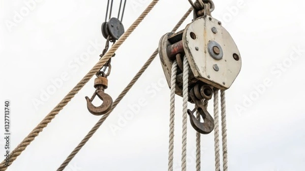 Fototapeta Pulley System on White Background