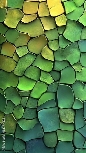 Obraz Stunning Green and Gold Stone Wall Pattern Design