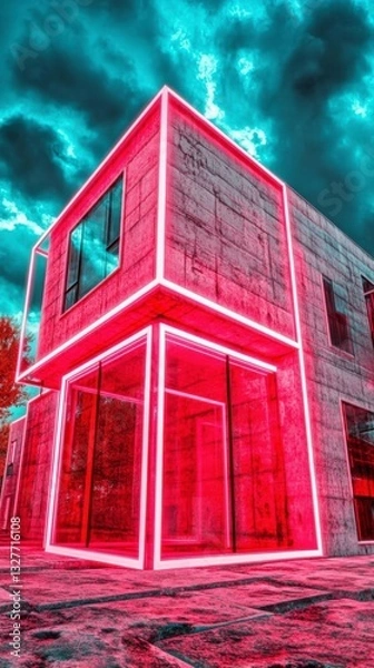 Obraz Neon Pink Modern Building Architectural Design