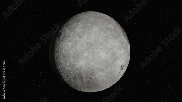 Fototapeta Dark side of the Moon, with stars in the background. Elements of this image furnished by NASA.