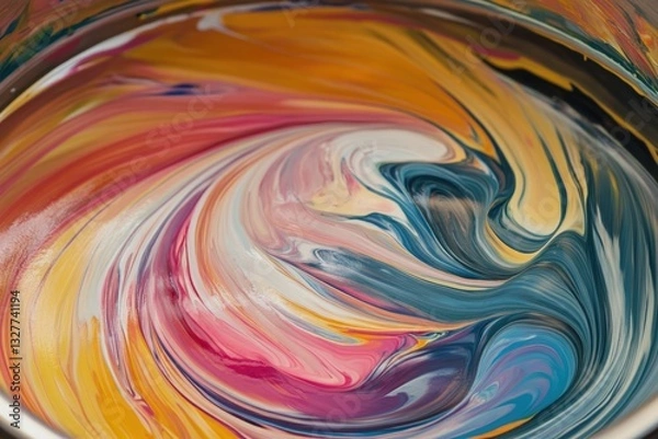 Obraz Swirling Vibrant Hues: Abstract Acrylic Paint Texture