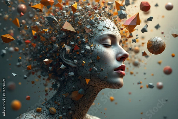 Fototapeta Mujer con cabeza con 3D