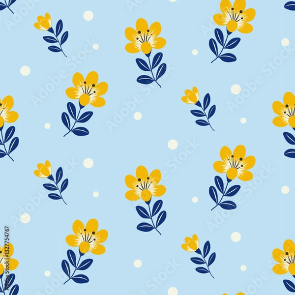 Obraz Seamless floral pattern. Background in small flowers for textiles, fabrics, cotton fabric, covers, wallpaper, print, gift wrapping, postcard, scrapbooking.
