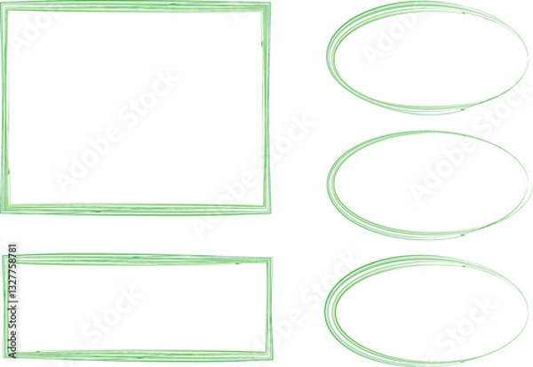Fototapeta green colorful abstract frames shapes line art collection