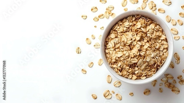 Fototapeta Composition with oatmeal flakes on white