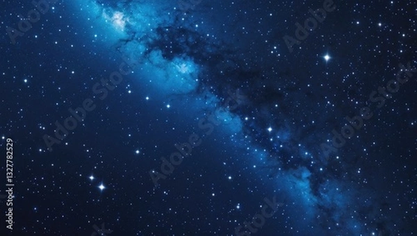 Fototapeta Stars against a dark backdrop, the universe brimming with stars, nebulae, and galaxies captured with long exposure and white balance choices, focusing on stunning selection.