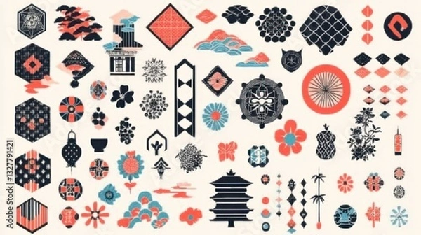 Fototapeta Japanese Design Elements Collection