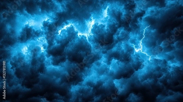 Fototapeta Dramatic storm clouds with lightning