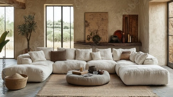 Fototapeta Rustic, modern sectional sofa
