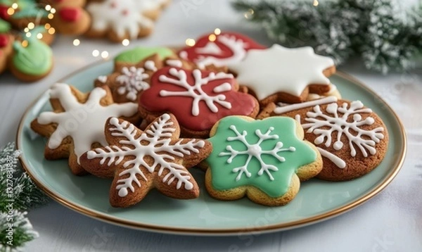 Fototapeta Assorted cookies arranged beautifully for festive enjoyment