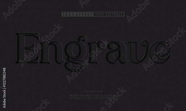 Obraz Editable engraved black leather text effect with elegant simplicity. Ideal for sophisticated branding and design projects.