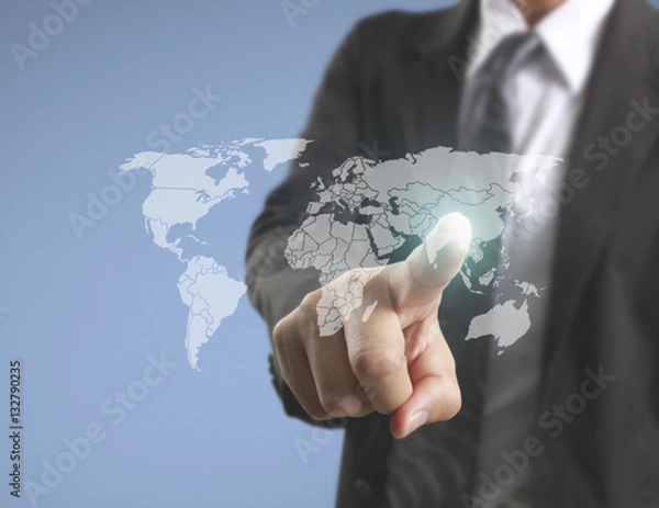 Fototapeta Hand touch virtual icon social network