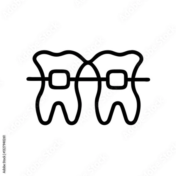 Fototapeta Brace design used in dental orthodontics for aligning teeth effectively and improving smiles with  clean and modern style