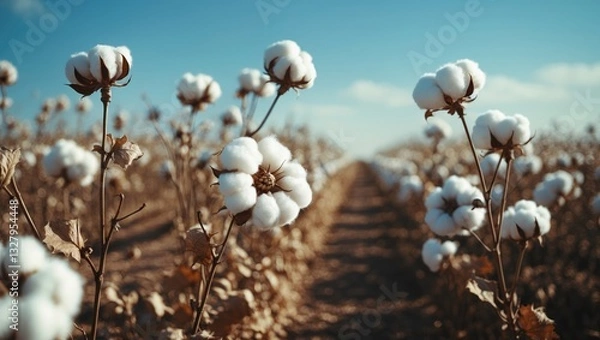 Obraz Fields of cotton prepared for harvest