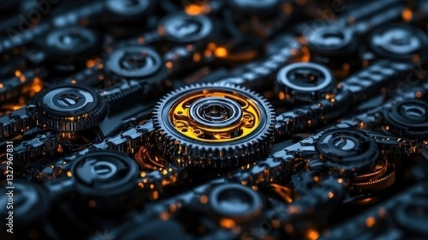 Fototapeta Intricate Gear System: A Symphony of Precision Engineering