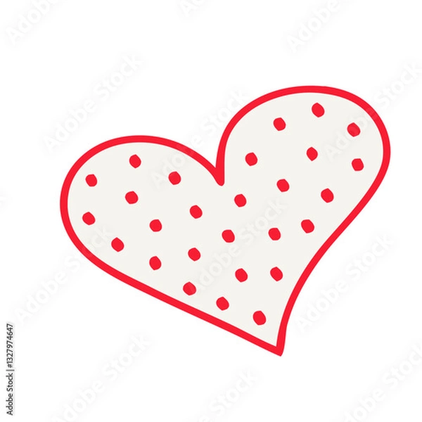 Obraz red heart with dots on white background