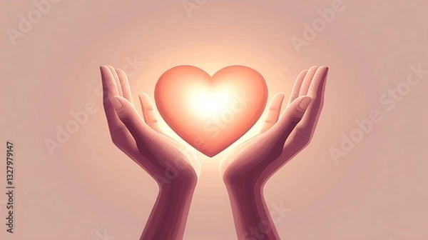 Obraz Hands holding a glowing heart