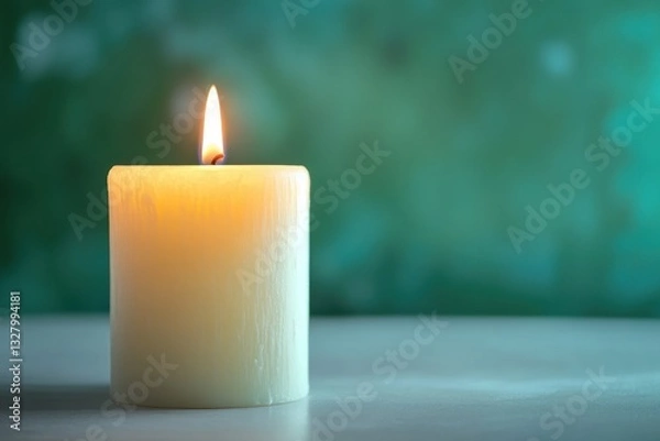 Fototapeta Candles glow softly in a serene setting surrounded by delicate flowers and greenery during a tranquil evening