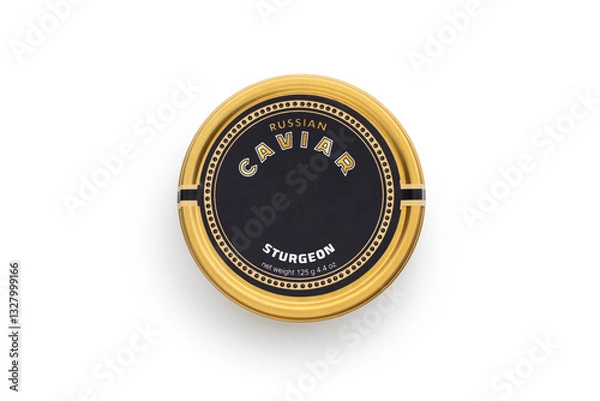 Obraz tin can with black caviar, isolated on white
