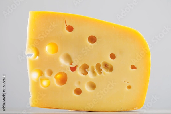 Obraz maasdam cheese on grey background, close-up view