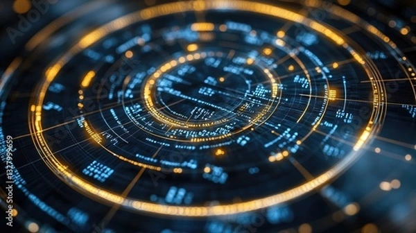 Fototapeta Futuristic digital interface concentric circles