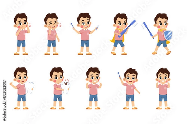 Fototapeta Kid Brushing Teeth Set