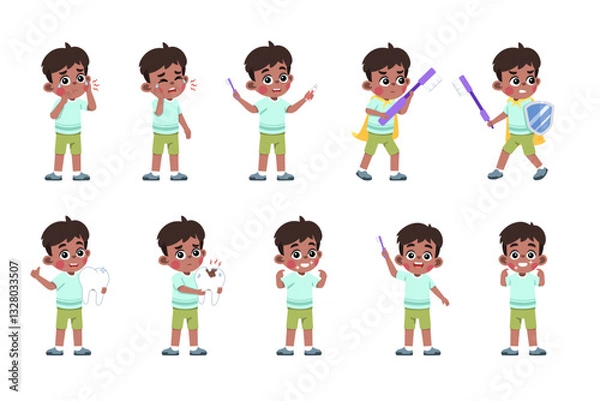 Fototapeta Kid Brushing Teeth Set