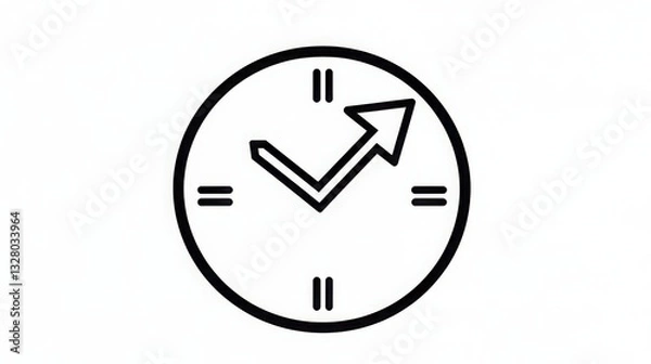Fototapeta Clock Icon with Arrow Indicating Growth and Progress in Time Management