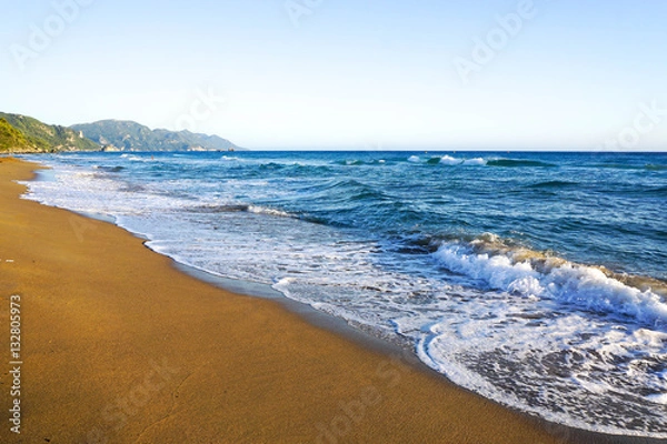 Fototapeta Beautiful foam and froth in the sea of mediterranean greece
