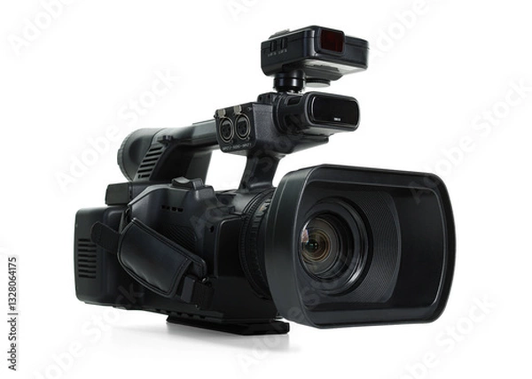 Fototapeta Modern professional video camera isolated on white