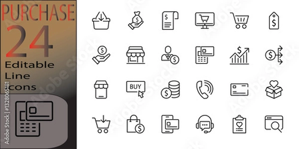 Fototapeta purchase Line  Icons set cannot be edited already expanded and merged
