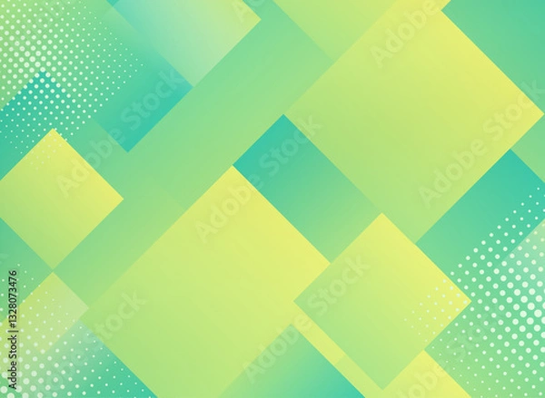 Obraz ポン 幾何学 緑色 グラデーション背景 パターン　フレーム
