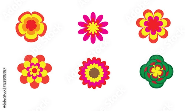 Fototapeta Set of floral element, different vector design of flower, colorful vector design of flower, set of rose.