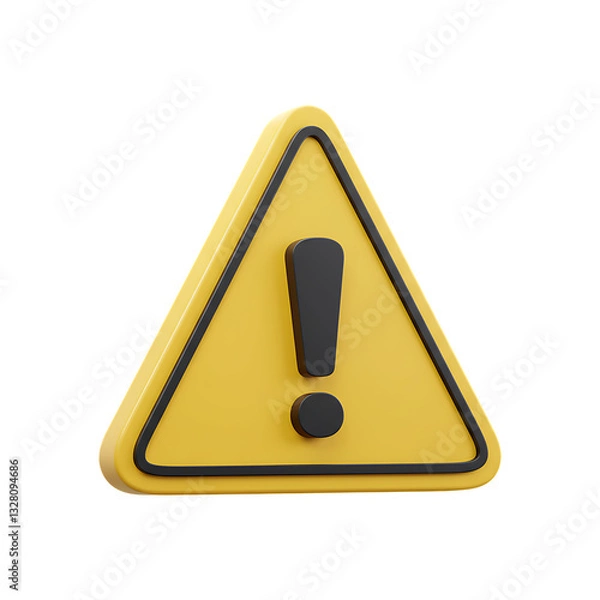 Fototapeta 3D Warning Sign - High-Quality Exclamation Mark Caution Symbol