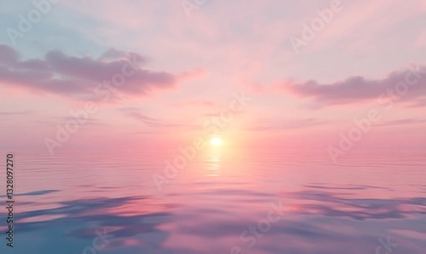 Fototapeta A serene sunset over calm waters, featuring soft pastel colors and a tranquil atmosphere.