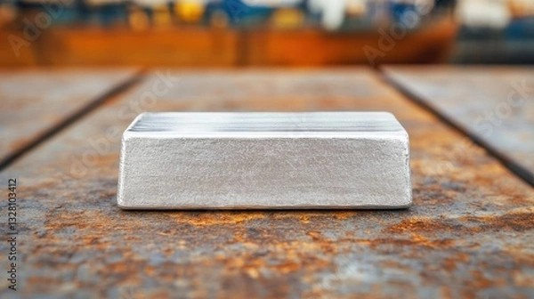 Fototapeta Raising steel or aluminum tariffs as part of a trade war or trade restriction. Steel placed at a port or shipping hub, prepared for export or import between countries.