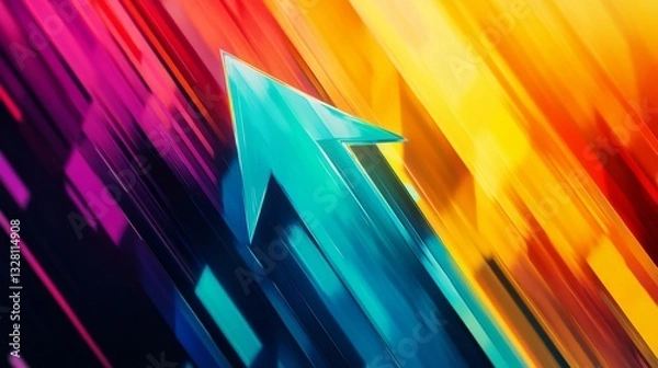 Fototapeta Abstract Upward Arrow in Vibrant Color Gradient Background