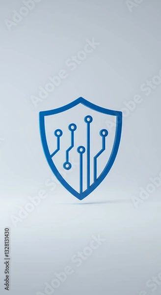 Fototapeta Digital Shield: Secure Technology Protection | Blue Icon for Cybersecurity, Network Safety, & Data Defense