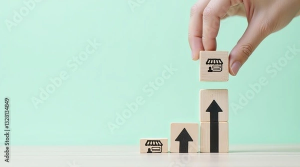 Obraz A hand is holding blocks that are stacked on top of each other