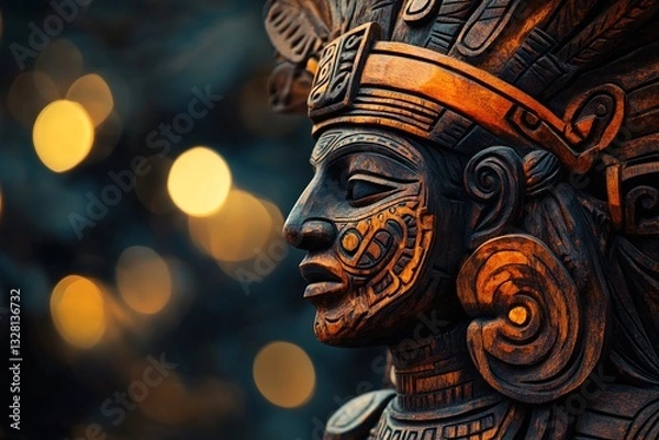 Fototapeta Warrior Goddess in Wood: A Mesmerizing Mayan - Aztec Fusion