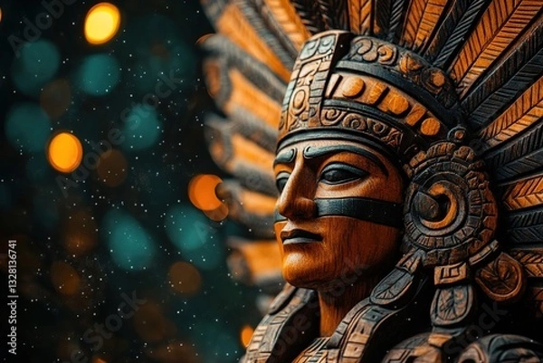 Fototapeta Warrior Goddess in Wood: A Mesmerizing Mayan - Aztec Fusion